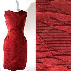 Piazza Sempione Textured Sheath Dress Rust Red